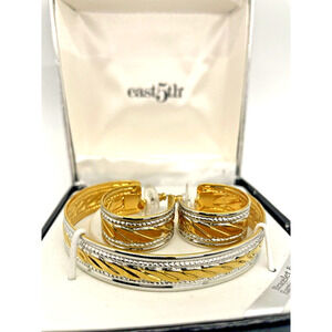 Cuff Bracelet & Earrings Gold Silver Plated East 5th Fashion Costume Jewelry